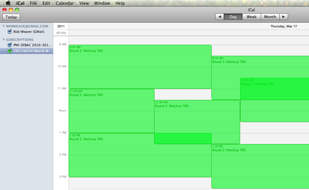 iCal with March Madness