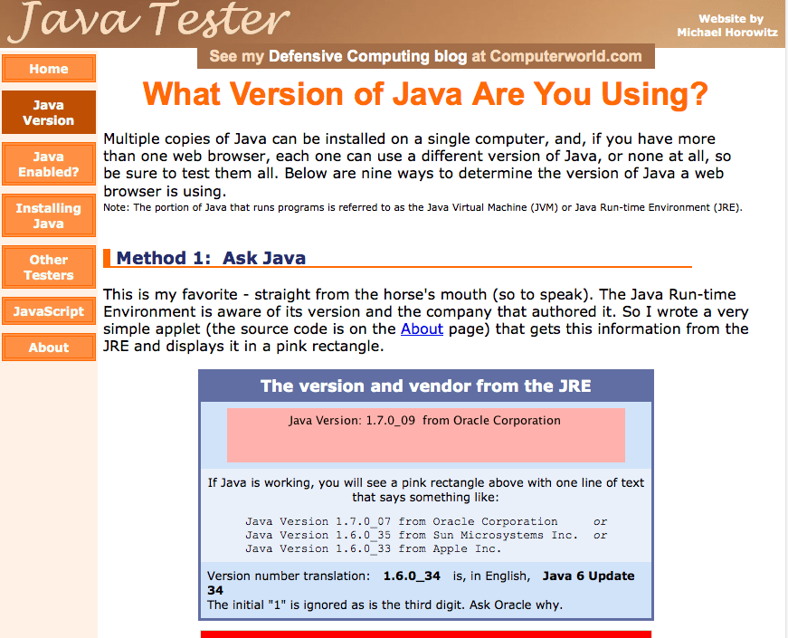 Java Version tester